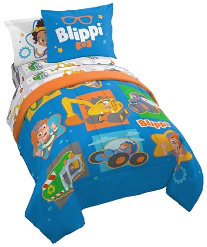 Full Bedding Set 7-Piece Truck Print Comforter and Sheet Set for Kids