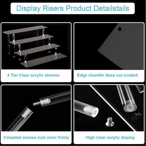 4-Tier Black Acrylic Display Riser Stand for Perfume, Cosmetics & Collectibles