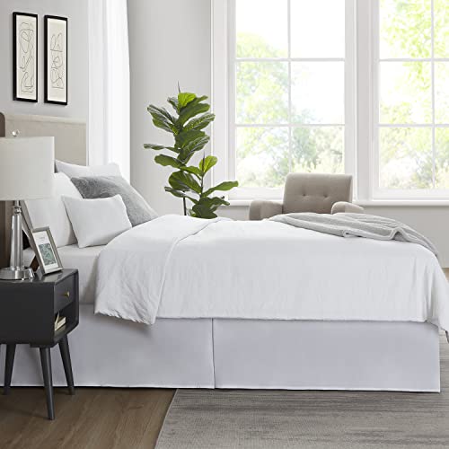 White Queen Bed Skirt with 14 Inch Drop - Tailored Brushed Microfiber
