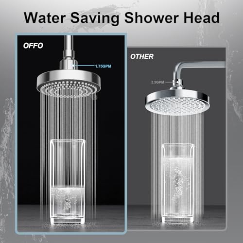 6-Mode High Pressure Fixed Shower Head, 5-Inch Adjustable Chrome Showerhead
