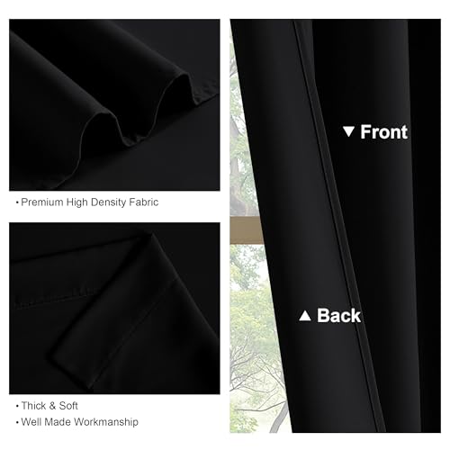 Blackout Curtains 72 Inch Long, Solid Thermal Insulated Panels - 2 Pack