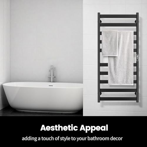 10-Bar Electric Towel Warmer Rack with Timer, Wall Mounted Stainless Steel