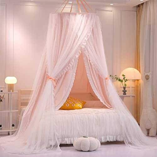 Double Layer Round Dome Bed Canopy Curtain & Mosquito Net for Kids Bed