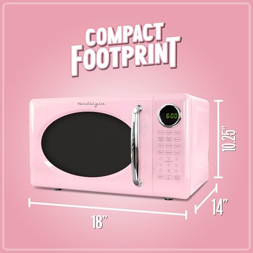 Retro Microwave Oven 0.7 Cu Ft 700-Watt with Turntable - Pink