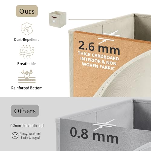 Fabric Storage Cubes 10.5 Inch with Labels Beige 6 Pack