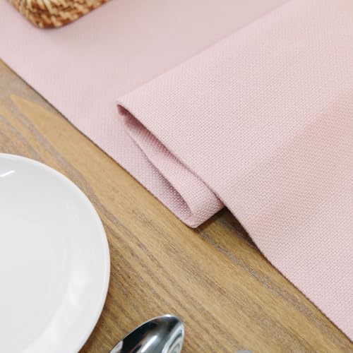 NATUS WEAVER Soft Caddice Faux Linen Table Runner 12 x 72 Baby Pink - 4-6 Seat