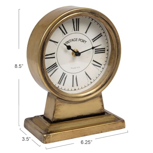 Gold Metal Mantel Clock, 8.5-Inch Glamorous Tabletop Clock for Home Decor
