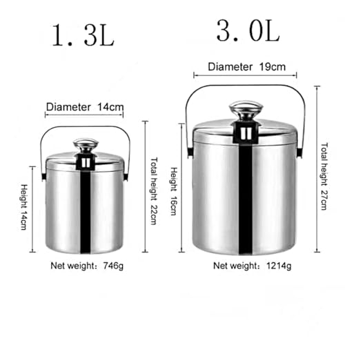 1.3L Double-Wall Stainless Steel Wine & Champagne Ice Bucket with Lid & Tongs