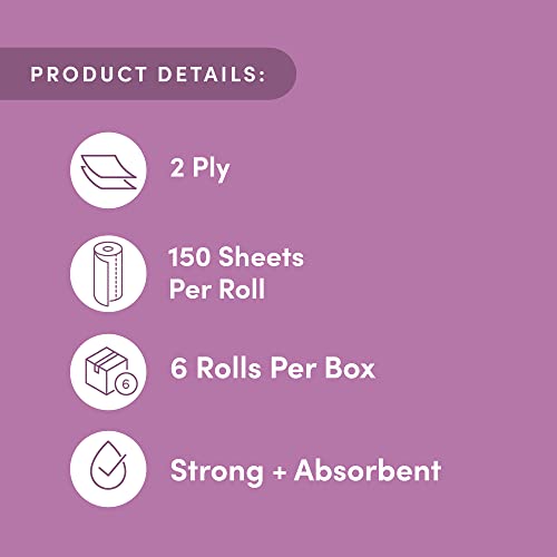 Eco-Friendly Bamboo Paper Towels - 2-Ply, 6 Rolls (900 Total Sheets)
