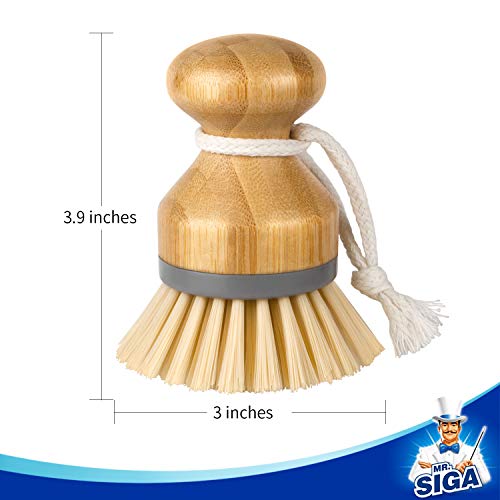 Bamboo Palm Dish Scrub Brush - Ergonomic Kitchen Scrubber (Pack of 2)