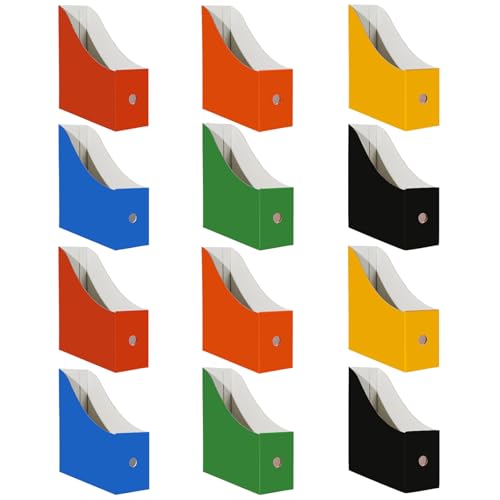 12-Pack Cardboard Magazine File Holders - Desktop Document Organizer