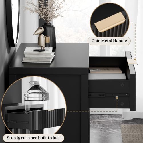 Fluted Buffet Cabinet with Drawers, Modern Sideboard for Kitchen & Dining