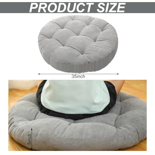 35-Inch Extra Large Round Floor Pillow, Thick Corduroy Meditation Cushion