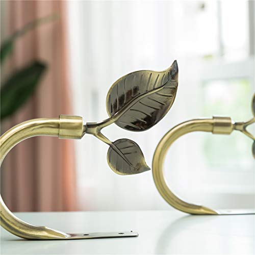 Leaf Shaped Metal Curtain Holdbacks - Wall Mounted Drapery Tiebacks (Set of 2)