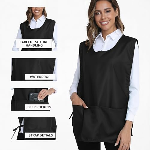 Unisex Cobbler Apron with 3 Deep Pockets, Adjustable Smock Vest