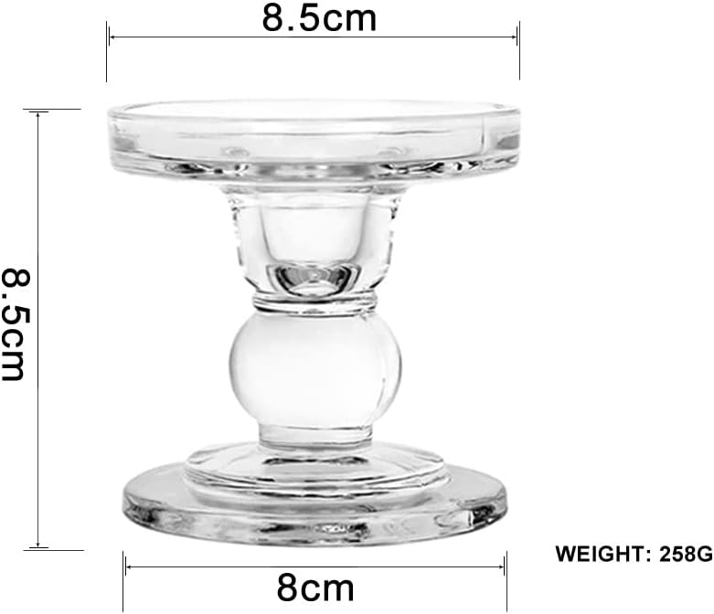 Skiennix Glass Candlestick Set - Elegant Crystal Candle Holders for Weddings & Home Decor | Clear, 3 Pieces