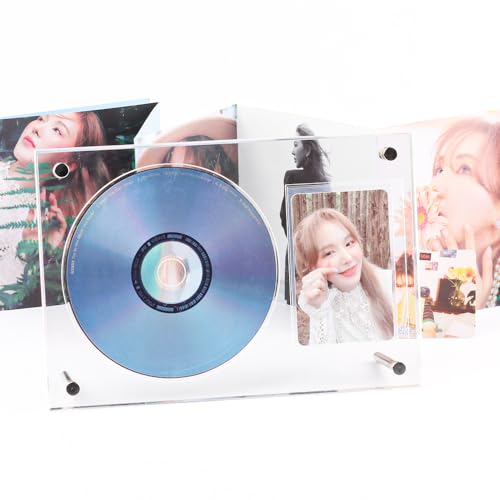 Acrylic Photocard and CD Display Stand, Clear Desktop Holder Case