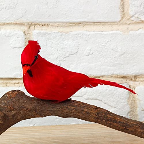 Set of 2 Red Artificial Cardinal Birds for Christmas Tree Decorations