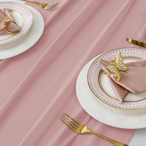 Chiffon Table Runner Set 29x120 Inch 10ft Dusty Pink – Pack of 2