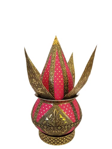 Aluminum Meenakari Puja Mangal Kalash with Narial Patta Set