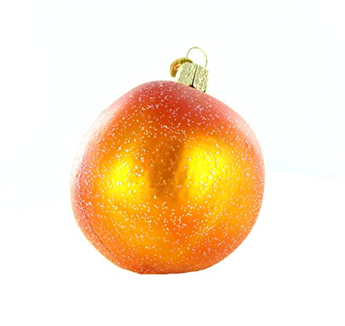 Handcrafted Glass Peach Christmas Ornament - Decorative Holiday Fruit
