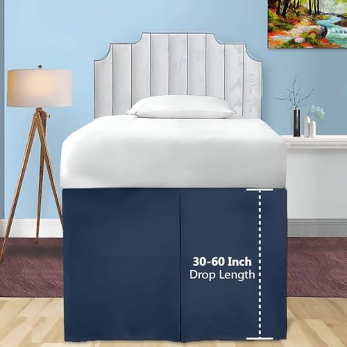 Twin XL Bed Skirt with 32 Inch Drop - Pleated Microfiber Dorm Dust Ruffle