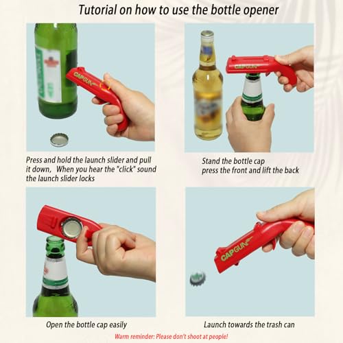 Yuoqin Black Cap Gun Bottle Opener - Fun Novelty Beer Opening Tool Gift for Parties