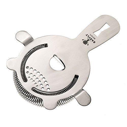 Heavy Duty Spring Bar Strainer with 4 Prongs - Stainless Steel Cocktail Strainer