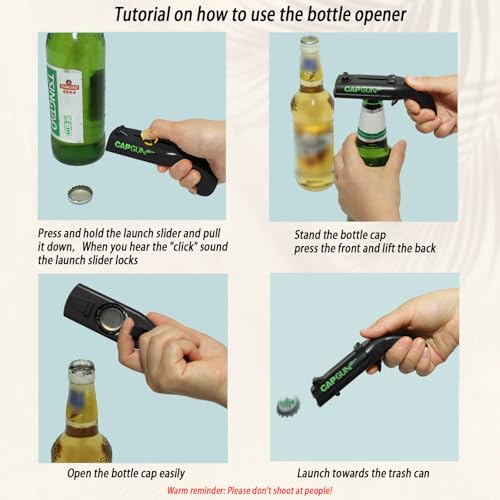 Syohoxi Black-Gray Cap Gun Bottle Opener | Fun Shooting Design for Parties & Gifting