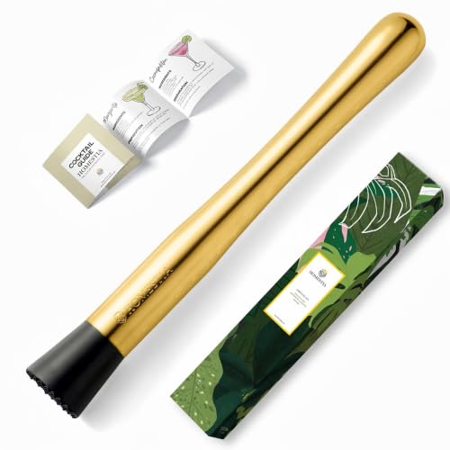 Homestia Gold Cocktail Muddler 10 Inch for Mojitos & More – Premium Stainless Steel