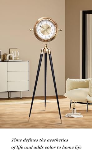 Triangle Floor Clock - Silent Metal Grandfather Clock with Tripod Stand