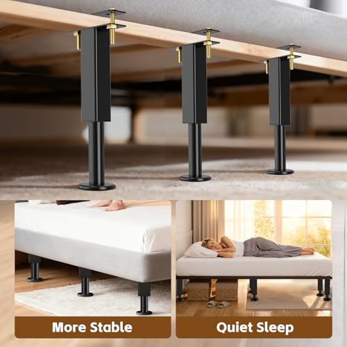 6PCS Adjustable Bed Support Legs, 7.3-11 Inch Heavy Duty Metal Bed Risers