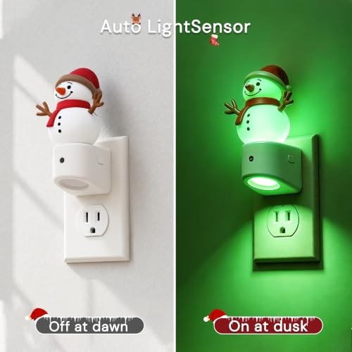 L LOHAS LED Christmas Snowman Night Light 1 Pack Dusk to Dawn RGB Kids Decor