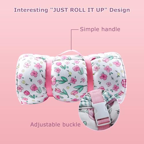 Toddler Nap Mat with Removable Pillow and Blanket for Preschool and Daycare