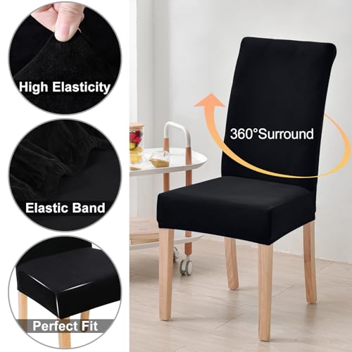 Velvet Dining Chair Covers Set of 4 | Stretch Fit, Soft & Washable