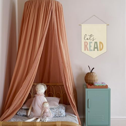Let's Read Canvas Wall Banner, Bohemian Reading Corner Decor Hanging Flag