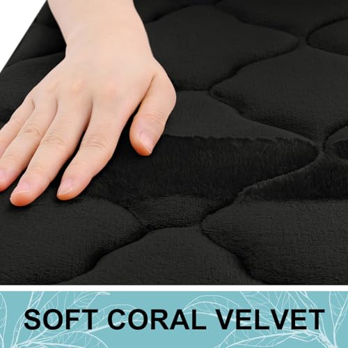 OLANLY Memory Foam Bath Mat Rug 24x16 Ultra Soft Absorbent Non-Slip Black