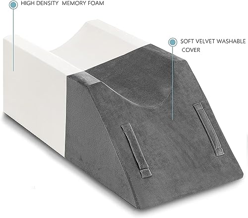 Leg Elevation Pillow for Surgery Recovery - Memory Foam with Velvet Cover