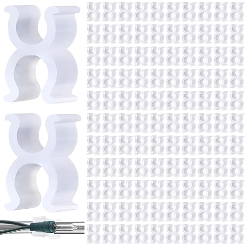 White Wire Frame Christmas Light Clips 1/4 inch, 500 Pcs - Reusable Holiday Decor