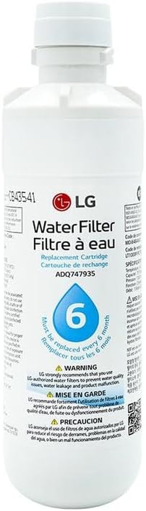 LG LT1000P Refrigerator Water Filter - 6 Month/200 Gallon Capacity, NSF Certified - White