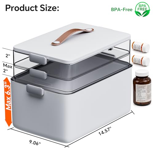 CTIME 3-Tier Portable Medicine Organizer - Large Capacity First Aid Storage Box