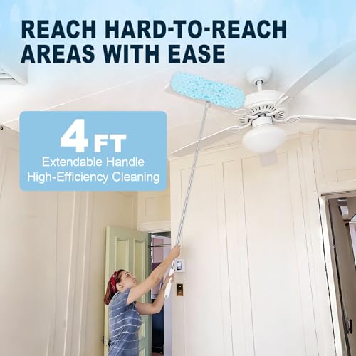 Heavy Duty Microfiber Duster Kit with 50 Refills & Extendable Handle