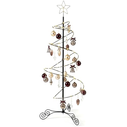 HOHIYA 3 ft Spiral Ornament Display Tree - Black Metal Christmas Stand with 35 Hooks