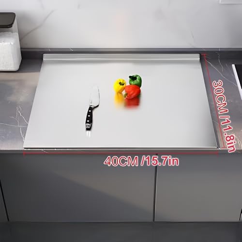 Stainless Steel Cutting Board with L-Shape Lip for Kitchen (15.7 x 11.8 in)