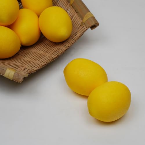 12 Artificial Yellow Lemons - Realistic Faux Fruit Decor
