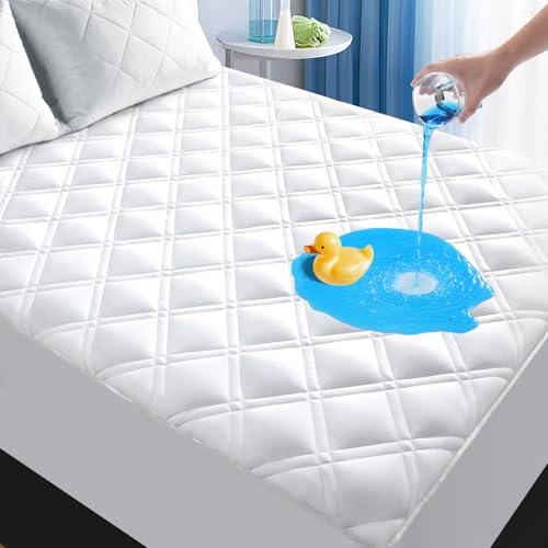 MEELUS Waterproof Queen Mattress Protector - Deep Pocket 8"-21" Pad