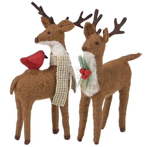 Primitives by Kathy Cardinal & Deer Christmas Critter Set - Felt Seasonal Decor