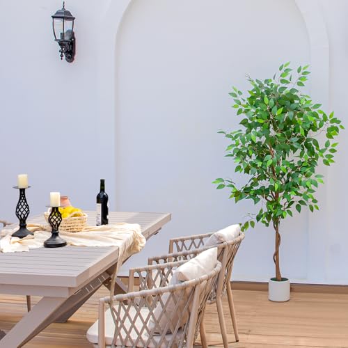 6FT Artificial Ficus Tree with White Planter - Realistic Faux Plant for Home Decor