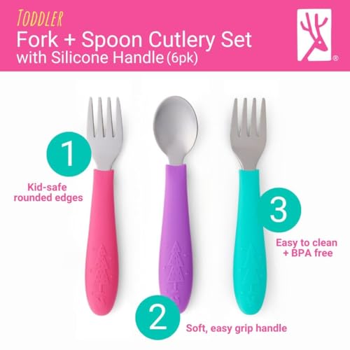 Toddler Stainless Steel Silverware Set with Silicone Handles