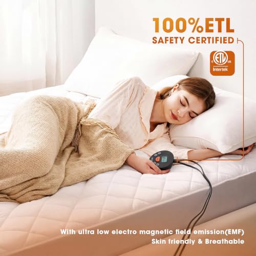 Queen Heated Mattress Pad with Dual Control & 12 Heat Settings
